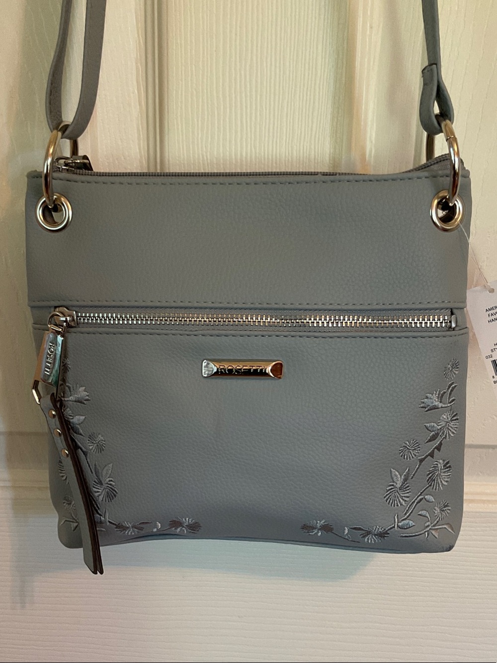 NWT Rosetti Hydro Blue Floral-Embossed Crossbody with Silver Hardware
